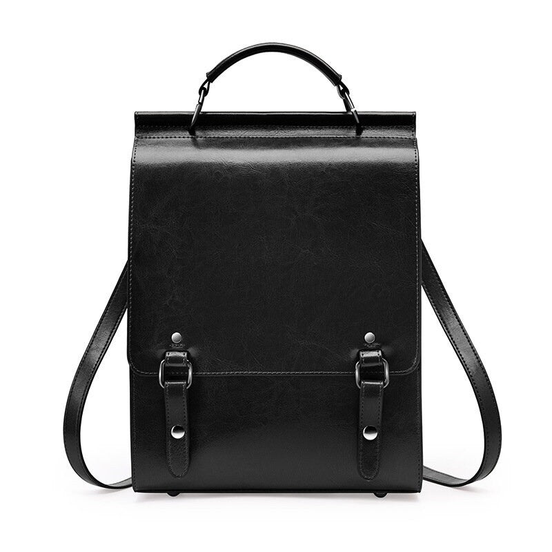 New Genuine Leather Backpack Women's British Academy Style School Bag College Student Retro Computer Simple Cowhide Backpack