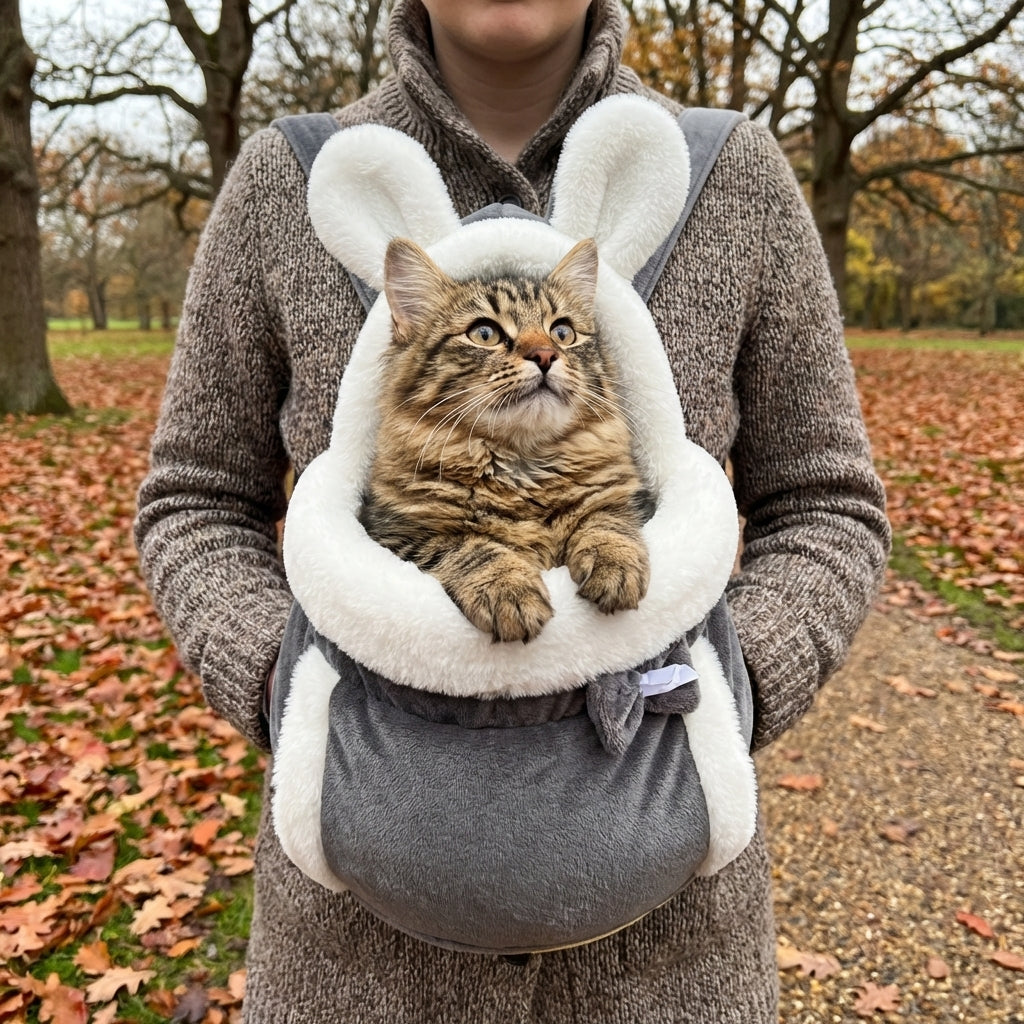 Fleece-Lined Cat Carrier Bag | Front & Back Wear | Velvet
