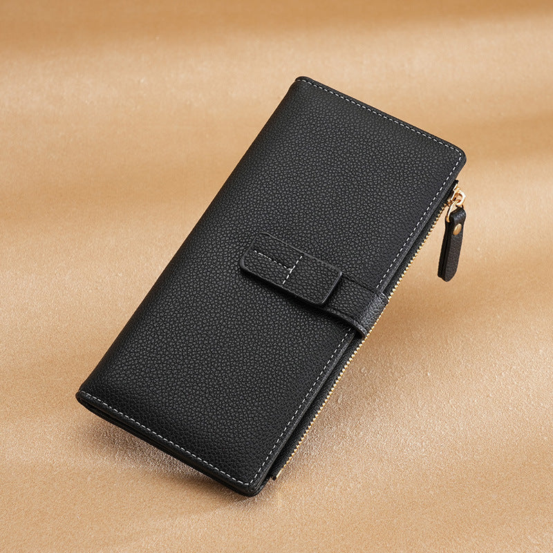 Long Multiple Card Slots Zipper Bag Buckle Korean Style High Sense Women's Wallet