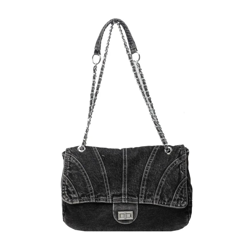 Wholesale Big Capacity Women Leisure Wear Jeans Bags Vintage Style Ladies Fashion Tote Shoulder Bags With Chain Handle