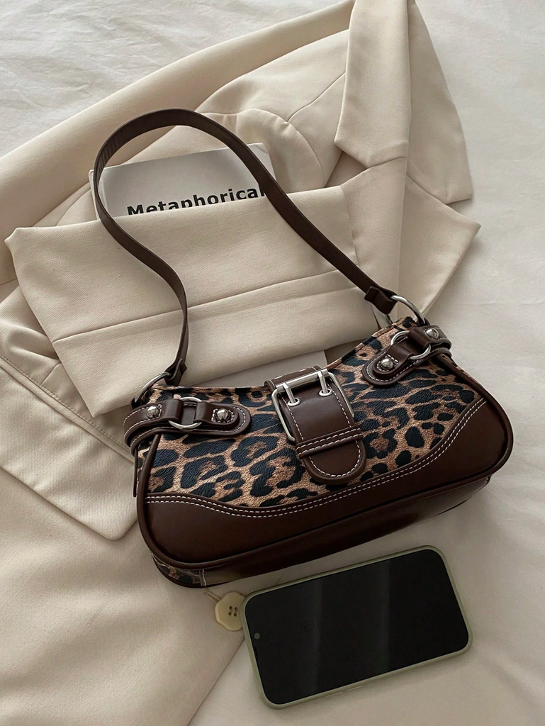 Panther Print Bag with Buckle