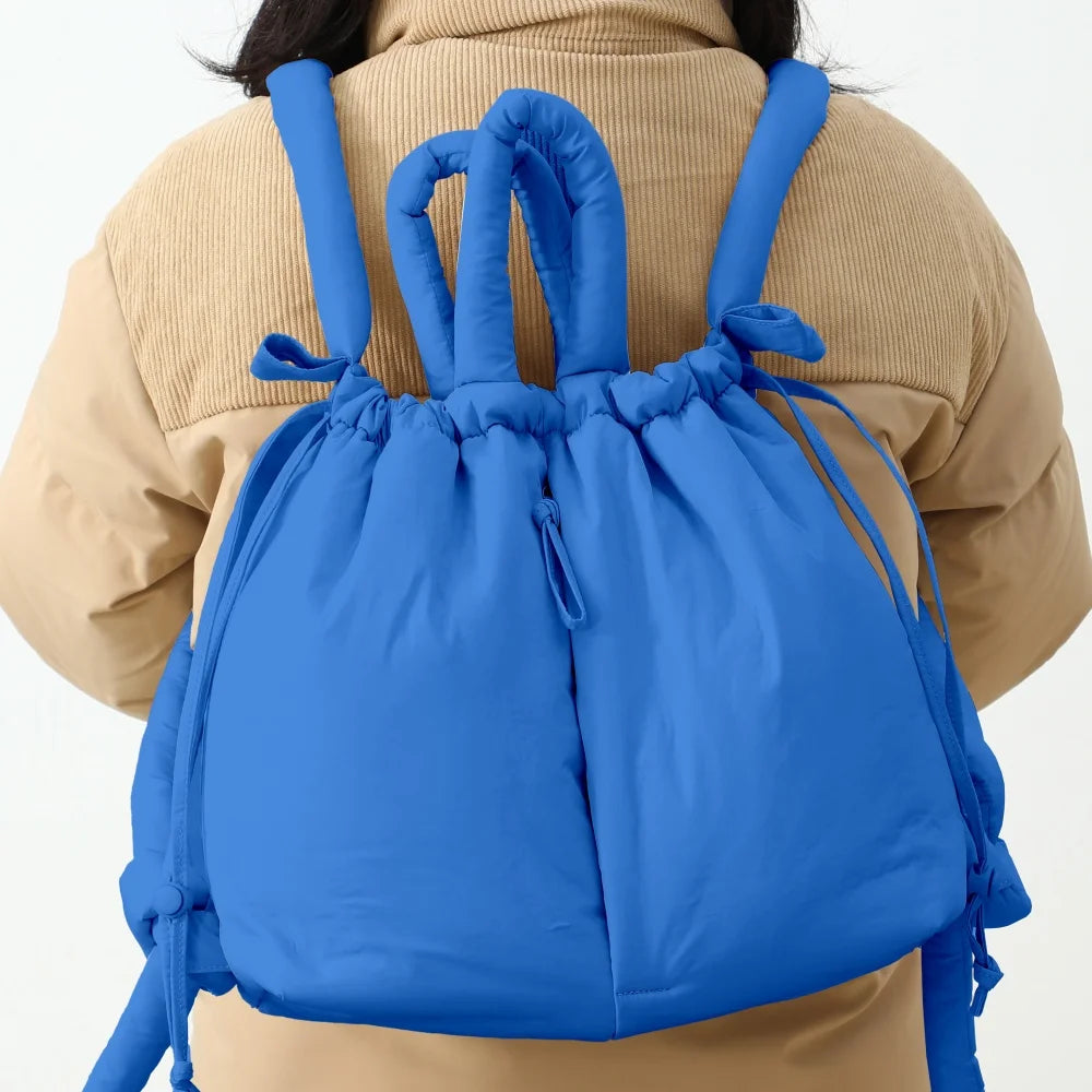 Puffer Backpack For Women Handbag With Top Handle Shoulder Bag Soft Lightweight Drawstring Puffy Tote Carry On Bag