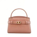 Advanced crocodile pattern lock buckle small square bag, fashionable and versatile metal