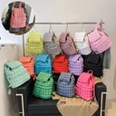 Price 8.29 USD, Weight 500g Candy Color Quilted Women Backpack Puffy Down Padded School Bag Large Cotton Travel Back Pack Bags For Women Plaids Shoulder Bag