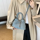 Price 6.30 USD, Weight 230g Jean Shoulder Bag Trendy Cool Rivet Tote Portable