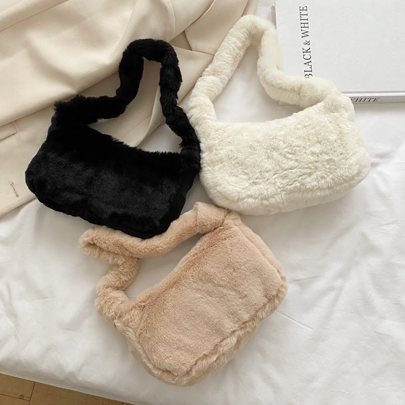 Price 1.26 USD, Weight 120g Autumn And Winter Furry Shoulder Underarm Small Bag For Women
