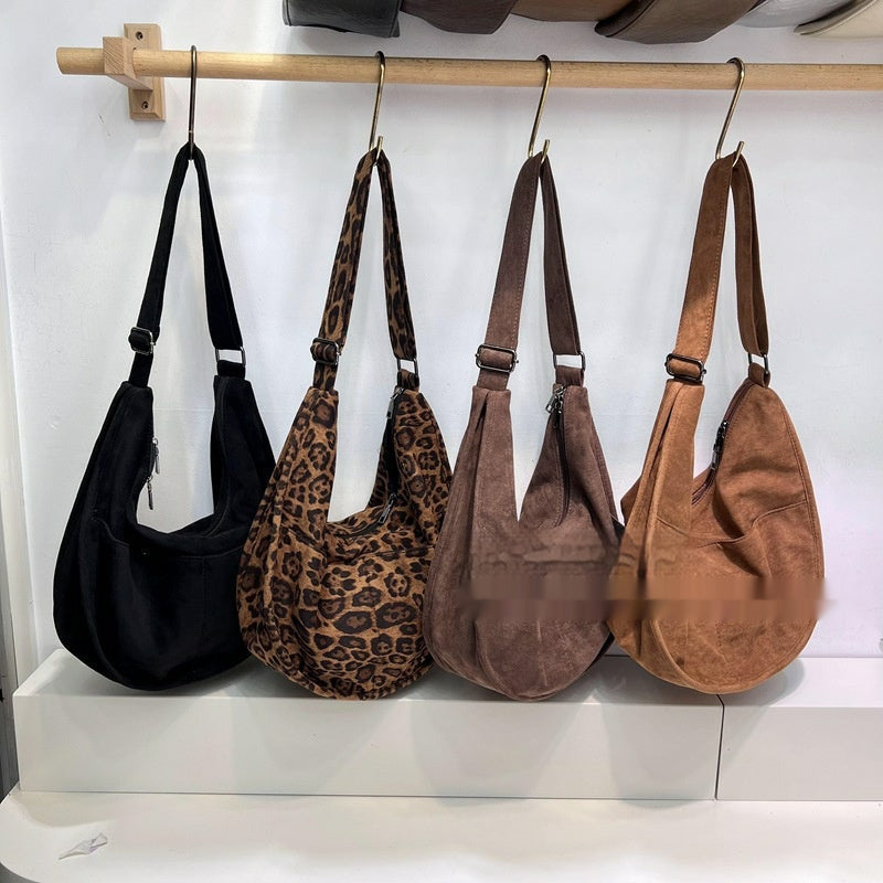 Price 8.62 USD, Weight 384g Deerskin Velvet Large Capacity Crossbody Retro Shoulder Bag For Women