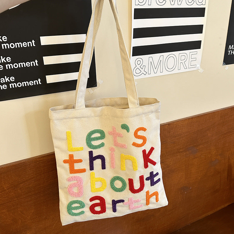 price 3.02usd weight 230g  Letter Large Capacity Versatile Canvas Bag For Women