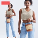 price 9.78usd weight 375g New Hand-woven Rattan Bucket Bag For Women