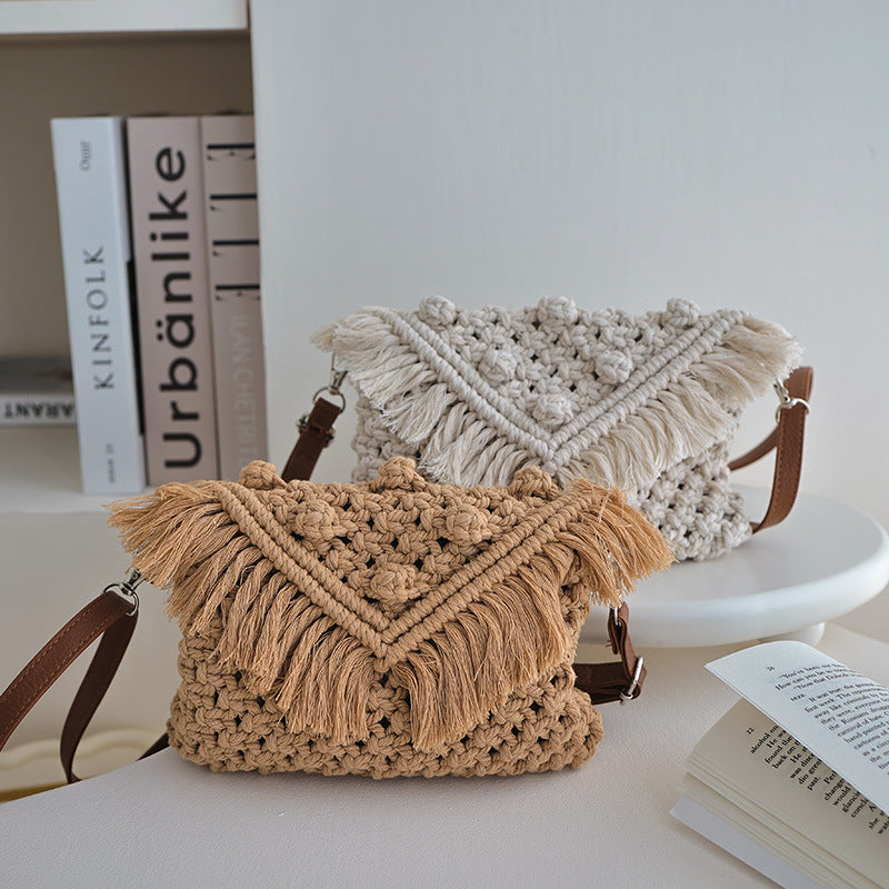 price 5.11usd weight 320g Doudou Crossbody Cotton Thread Woven Bag Women