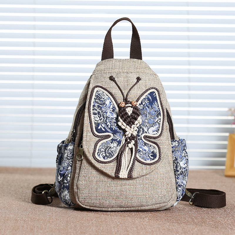 price 11.50usd weight 520g A touch of colorful backpack small backpack national style new style backpack literary style backpack women''s Bag Travel Backpack
