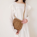 price 2.72usd weight 120g Elegant Retro Wood Ear Lace Straw Bag Leisure Woven Bag One Shoulder Cross Over Beach Bag Holiday Women''S Bag