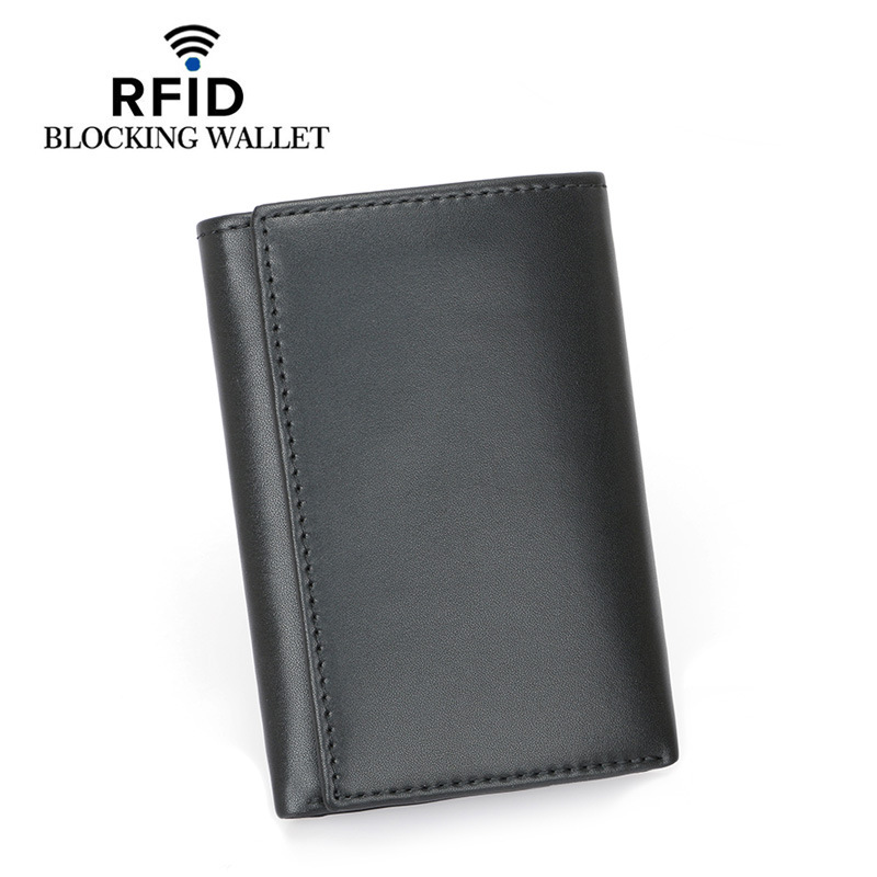 RFID three fold multi slot men's wallet