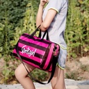 price 3.88usd weight 520g Sportsgirl Travel Bag Striped Women''s Portable Large Capacity