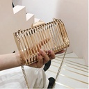 price 8.30usd weight 320g Ins Super Fire Small Bag Dinner Women"s Bag New Metal Hollow