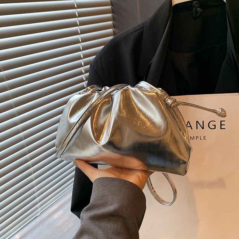 Price 6.24 USD-Weight 370g Advanced Texture Silver Dumpling Bag Fashion Shoulder Bag