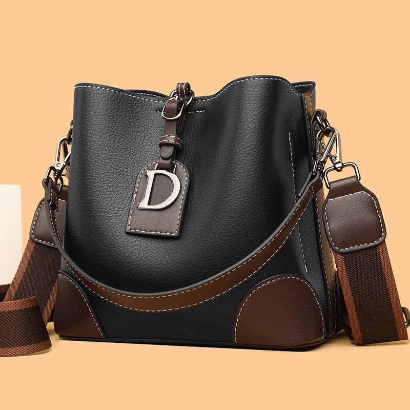 Price 7.13
USD - Weight 565g Retro Bucket Hand Shoulder Soft Leather Cross-body Bag