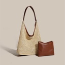 Price 3.66 USD-Weight 
220g Retro Straw Woven Tote Bag Shoulder Large Capacity Beach Bag