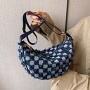 Price 4.21 USD, Weight 230g Denim Chessboard Plaid Shoulder Underarm Bag