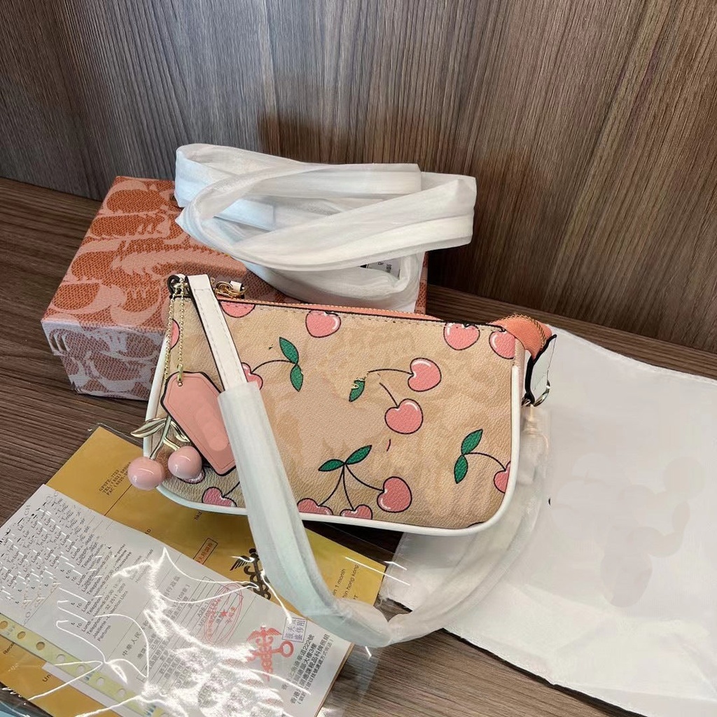 Price -5.31 USD, Weight 520g Cherry Pendant Underarm Printed Women's Shoulder Messenger Bag