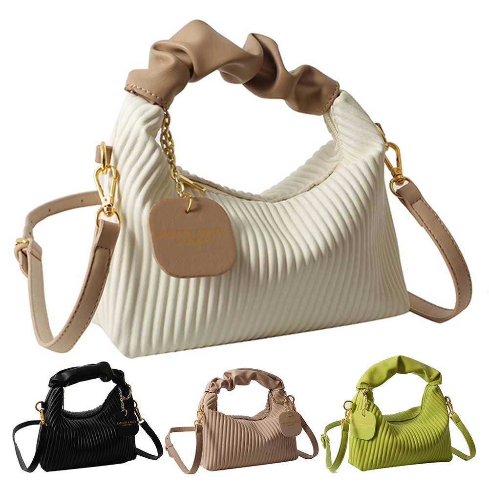 Price 4.92 USD - 220g Weight - Women Fashion Crossbody Bag PU Leather Pleated Cloud Small Tote Bags Casual Simple Elegant Temperament Messenger Bags