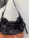 Retro motorcycle bag with rivets, single shoulder armpit diagonal cross bag, niche spicy girl, large capacity commuting tote bag