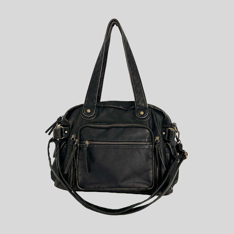 Retro motorcycle bag punk unisex style with multiple zippers tote bag, single shoulder crossbody bag, large capacity spicy girl armpit bag
