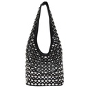 Women's new punk rivet inlaid leopard print frosted bucket bag European and American style women's diagonal shoulder bag