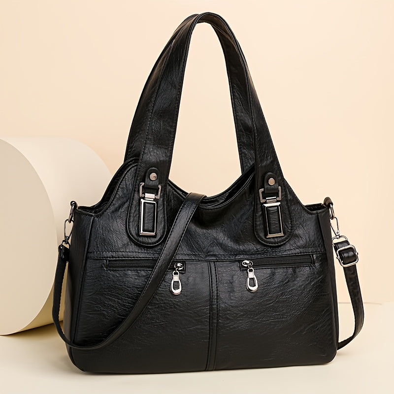 Retro PU Dark Total bag, Multi-Cell Forest bag, Women's Large Capacity Crossbody bag