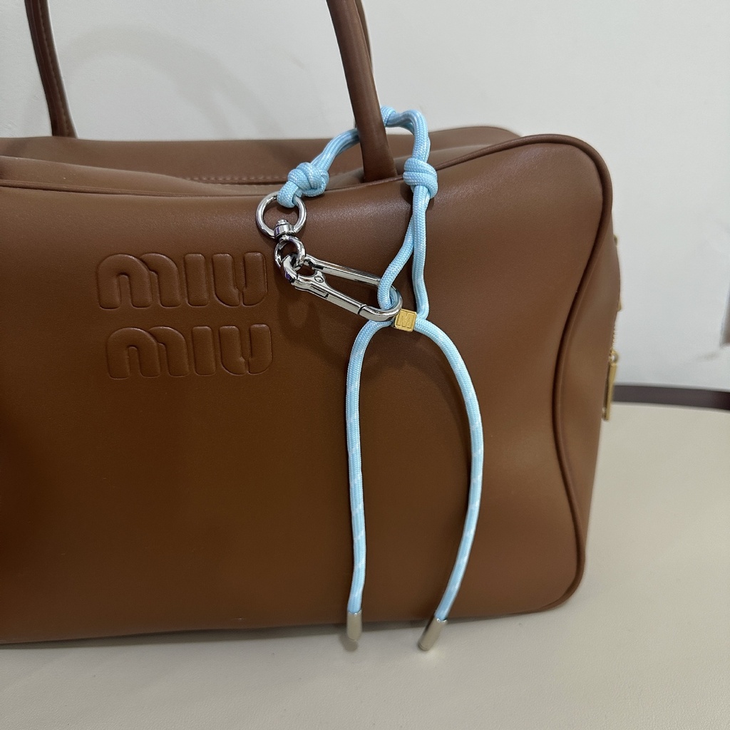 Ins blogger's same MIU series colored baseball car keychain bag pendant mobile phone hanging nylon rope woven bag hanging
