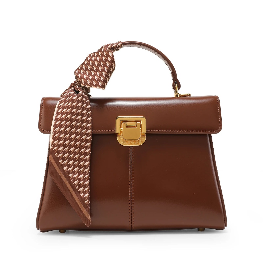 ITAMOOD Genuine Leather Women's Bag Luxury Branded Women's Handbag Fashionable and Versatile Crossbody Bag With Scarf Decor