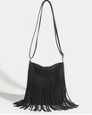 Boho Style Tassel Crossbody Bag Vintage Suede Shoulder Bag Casual Fringe Messenger Bag For Women