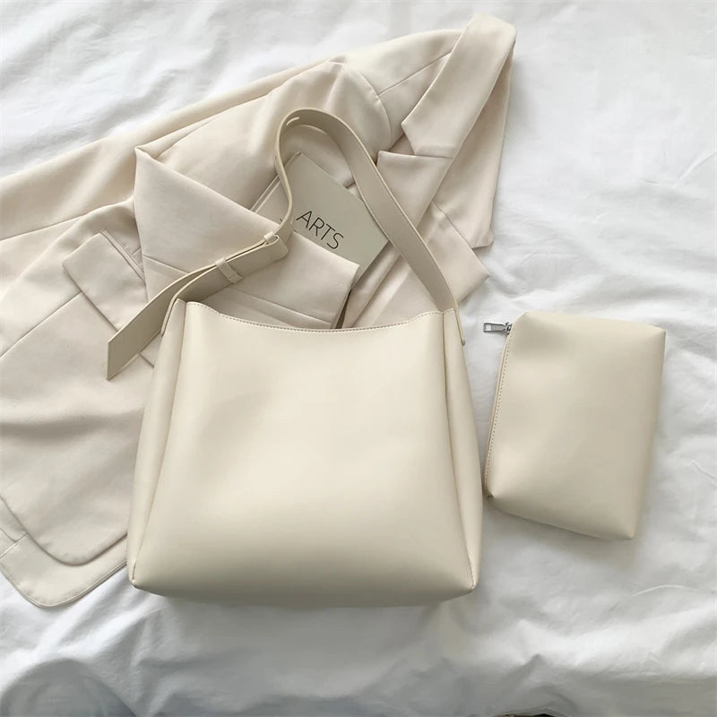 Leder-Shopper-Tasche für Damen – Elegante Schultertasche mit großer Kapazität
