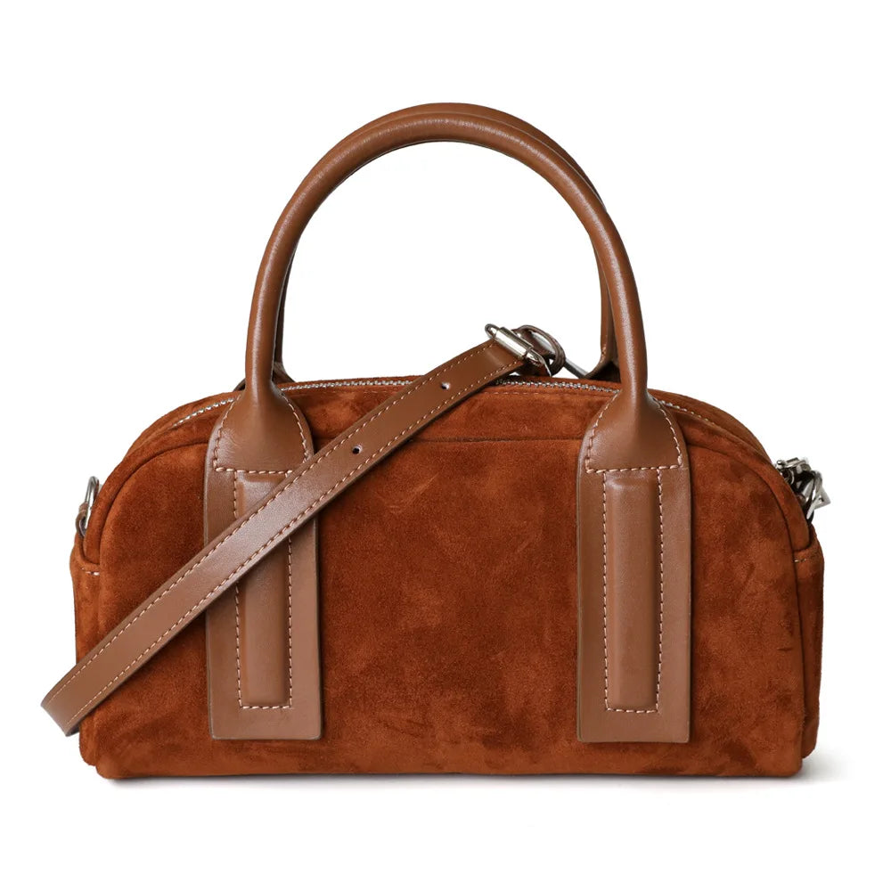 2024 Fashionable Suede Women Bag Retro Frosted Real Leather Armpit Shoulder Bag Lady Red Handbag Trendy Crossbody Messenger Bags