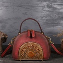 New retro leather handbag for women, ethnic style fashion shoulder bag, top layer cowhide versatile crossbody bag