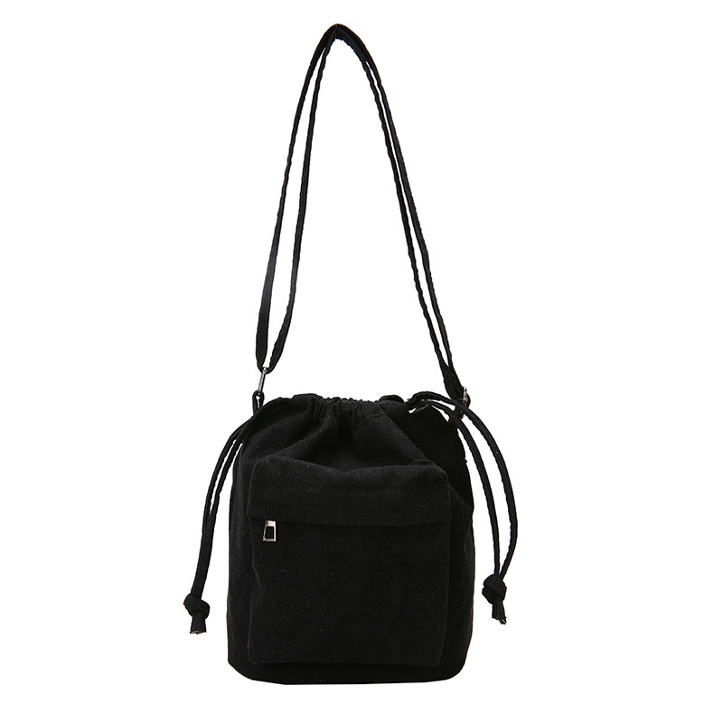 Korean pleated drawstring bag with nylon shoulder bag opening