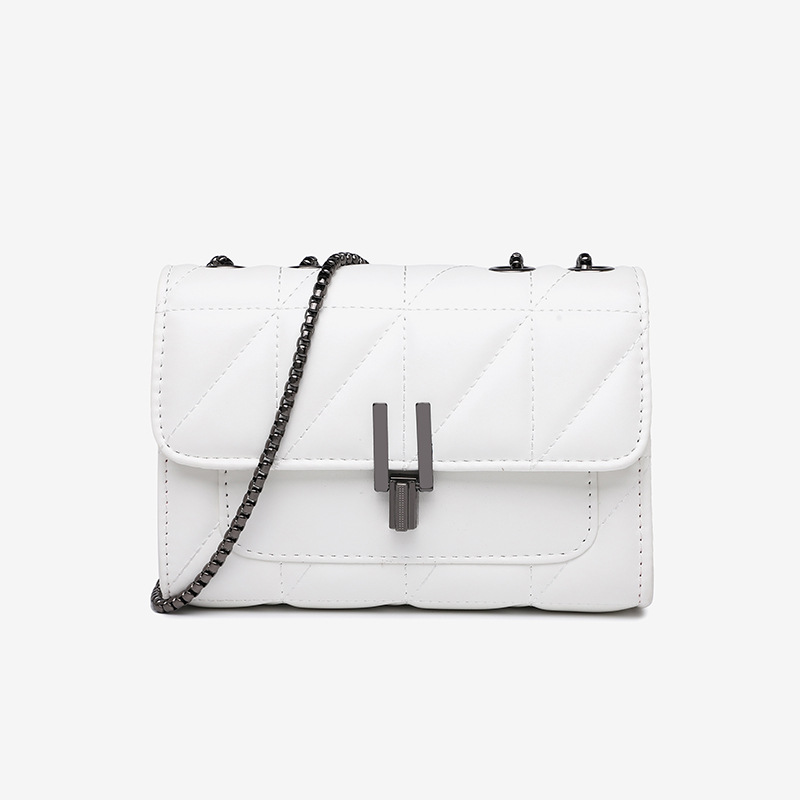 Small Square Bag for Women PU New Small Fragrant Wind Ling Grid Chain Bag