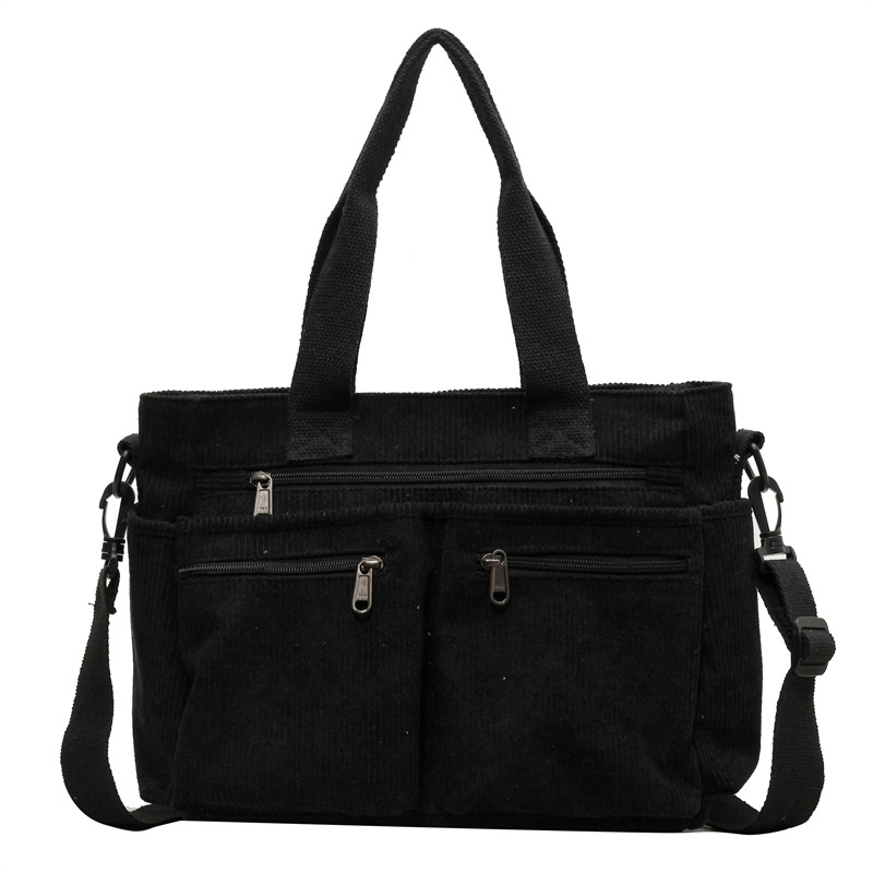 Large capacity striped velvet women's bag new Korean version simple women's shoulder crossbody bag Ruiying girls' corduroy handbag
