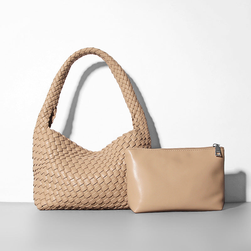 price 28.55 weight 670g Handmade Shoulder Soft Leather Hand Carrying Woven Bag