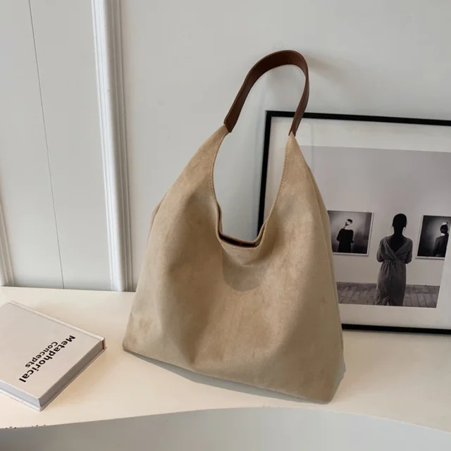 Herbst und Winter Vintage Damen Tasche große Kapazität Wildleder Umhängetasche einfarbig einfache lässige Pendler tasche Retro Handtaschen