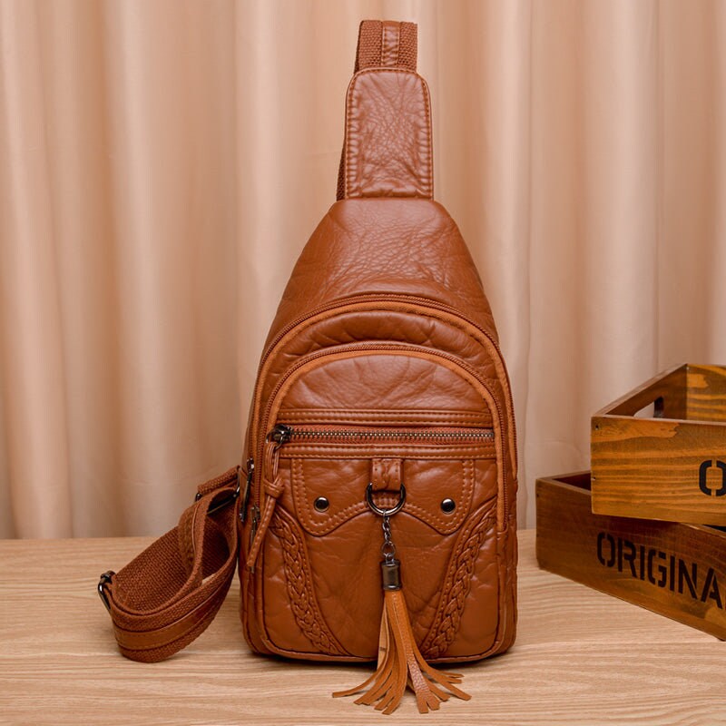 Women's bag women's crossbody new Korean version trendy and fashionable soft leather texture portable and large capacity