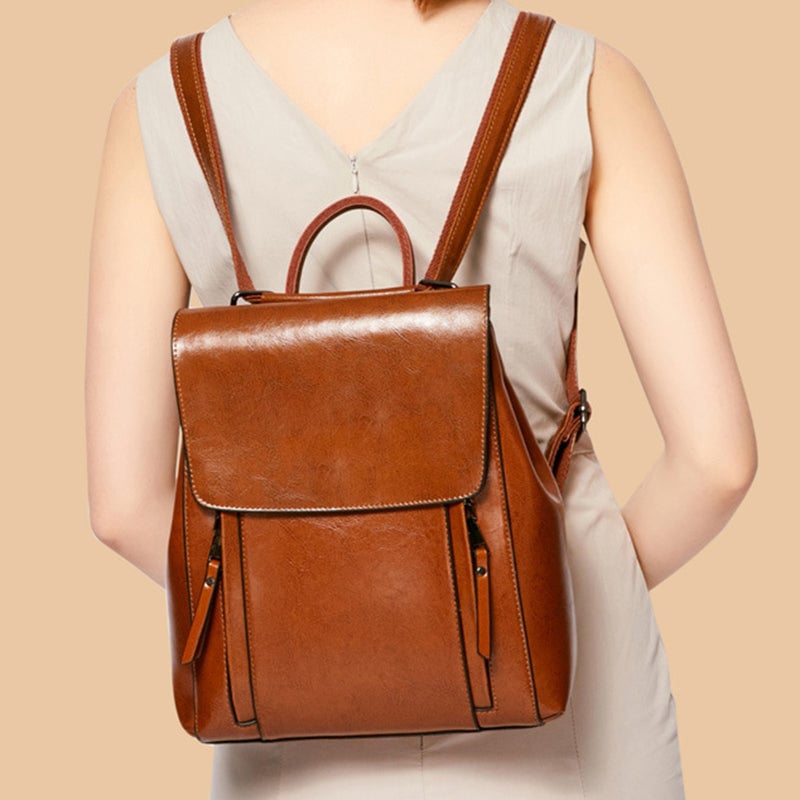 2023 European and American Style Mommy Bag Backpack Versatile Women's Bag Large Capacity Retro Genuine Leather Bag