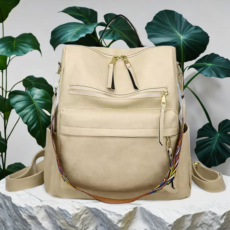 Retro bag for women with large capacity backpack niche design for women's shoulders