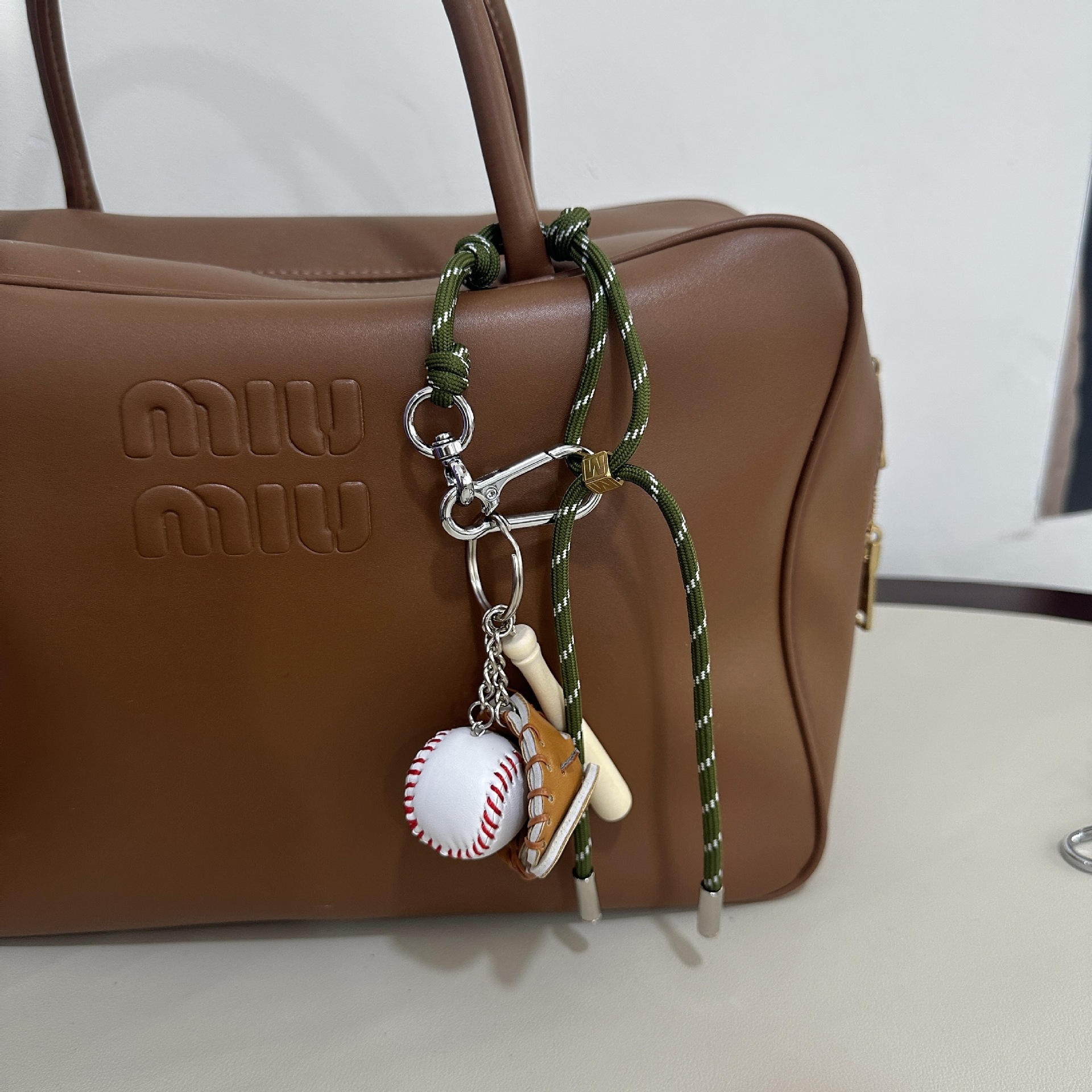 Christmas Green M-Button+Baseball Pendant