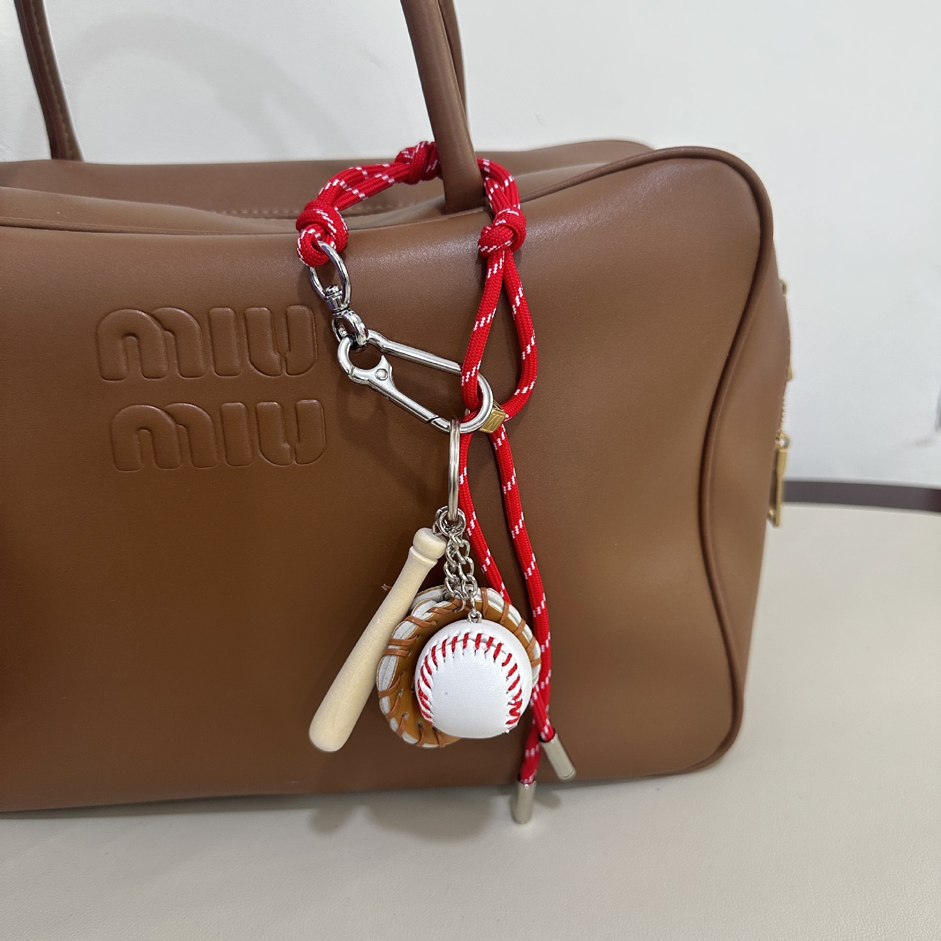 Christmas Red M-Button+Baseball Pendant