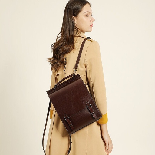 New Genuine Leather Backpack Women's British Academy Style School Bag College Student Retro Computer Simple Cowhide Backpack