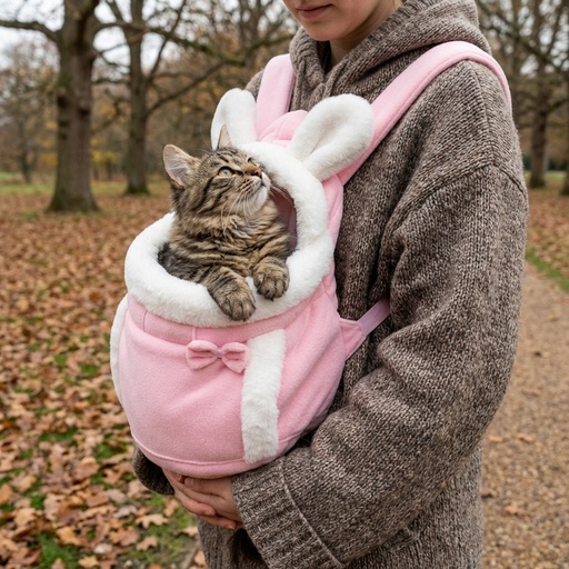 Fleece-Lined Cat Carrier Bag | Front & Back Wear | Velvet