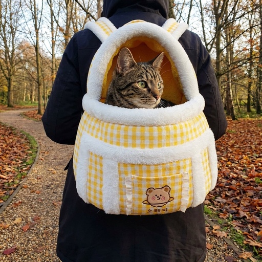 Plush Cat Carrier Bag with Dome Opening | Fleece Lining | M / L