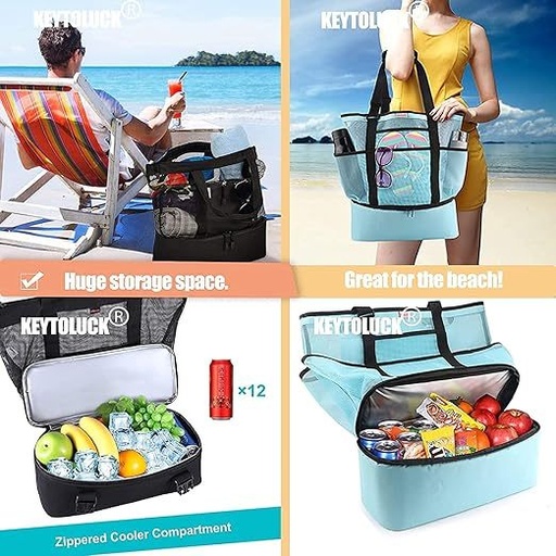 price 14.40usd 236g weight Waterproof Beach Bag With Cooler Compartment - Beach Bags Waterproof Sandproof For Women, Pool Bag & Beach Tote Bag