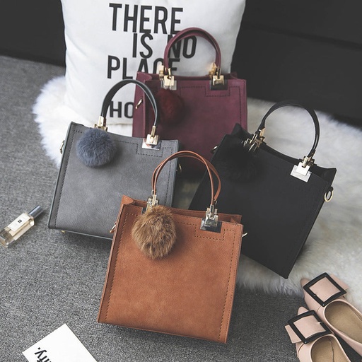 Price 7.00 USD - Weight 684g Factory wholesale hair ball bag handbag shoulder bag simple small scrub bag retro shoulder bag girls cross